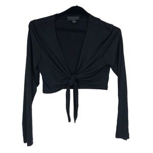 Black Bolero Style Top, Tie Front, Cropped, Sexy Shoulder Cover by Connected  M